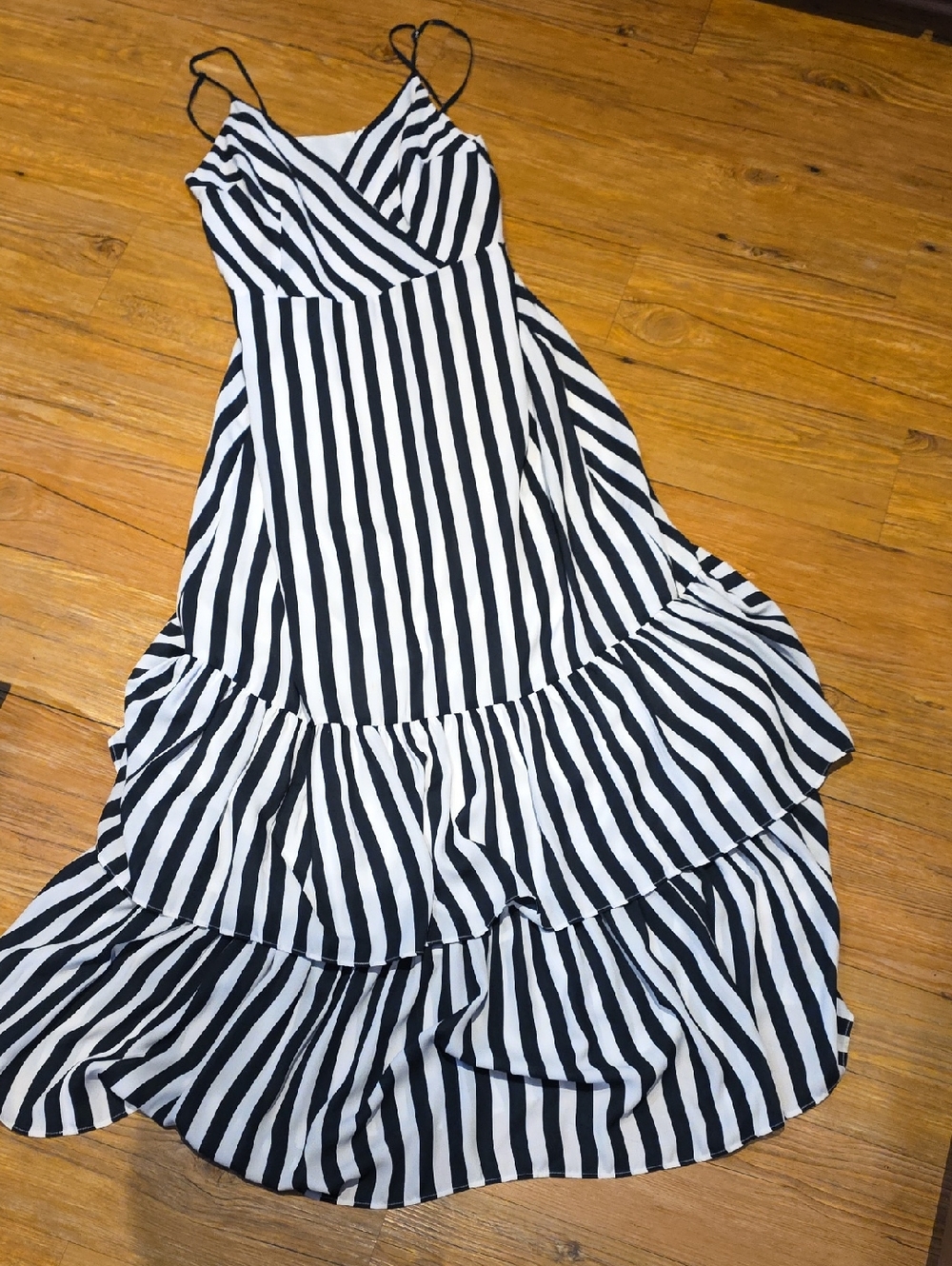 Banana Republic Black and White Striped Maxi Dress